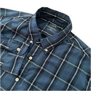 J.Crew The Offshore Performance Shirt Mens XL Blue Plaid Long Sleeve Button Down